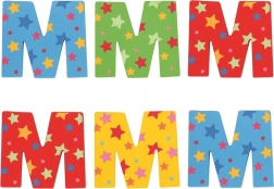 Farverigt træbogstav Stjerne M