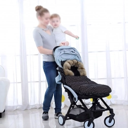 Vinterkørepose til barnevogn og slæde med pelskant 100 cm