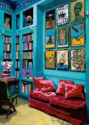 Puslespil Værelse med rød sofa 1000 brikker