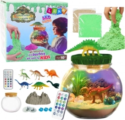 Kreativt dinosaurieterrarium DIY med LED-lampe og fjernbetjening