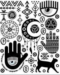 Stryge-on patches – mystiske symboler, stort ark 20 × 30 cm