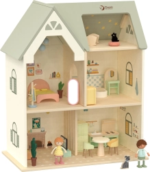 Stor træ dukkehus med møbler