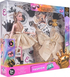 Dukke med håndtaske til børn EMILY – glitrende kjole og tilbehør