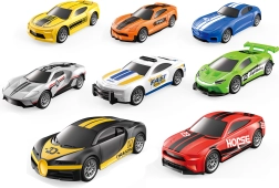 Sæt med 4 styk små racerbiler med friktionstræk 7 cm