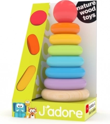 Regnbue-ringe på pind – træpædagogisk legetøj til de mindste