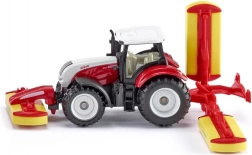 Siku Farmer traktor Steyr med Pöttinger-skårlæggere – metalmodel
