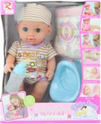 Interaktiv babydukke med tilbehør – tisser og laver lyde