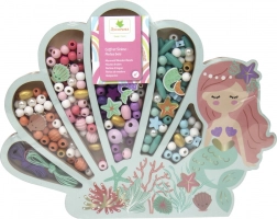 Træperler i pastelfarver Havfrue, 400 stk.