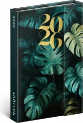 Ugentlig magnetisk dagbog Monstera 2026, 11 x 16 cm