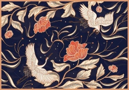 Puslespil Haven af Hemmeligheder: Traner og blomster 500 brikker