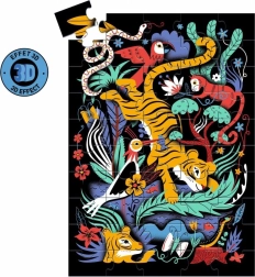 3D Tigerpuslespil med briller, 50 brikker