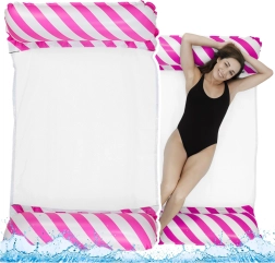 Oppustelig vandhængekøje hvid-lyserød 120x70 cm