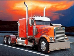 Diamantmaling Rød lastbil med flammer 30x40 cm