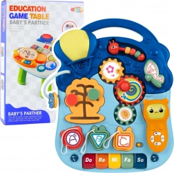 Interaktivt læringsbord 6-i-1 med lys og lyde, pastel