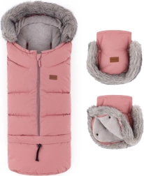 Petite&Mars vintersæt: kørepose Arctic 4v1 og barnevognshandsker Furry old rose