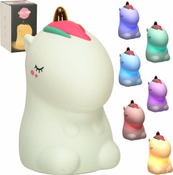 Silikone touch natlampe til børn, enhjørning RGB, hvid