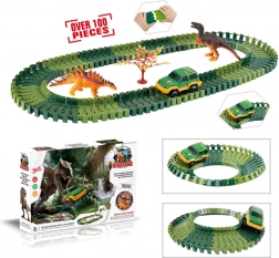 Variabel bane med dinosaurer – 100 dele med lysende bil
