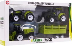 børnesæt med landbrugskøretøjer med traktorer, mejetærsker og trailer