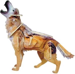 Træ-3D-puslespil – farverig ulv – WOODCRAFT