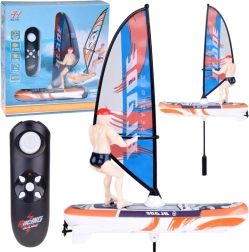 RC windsurfer med LED-belysning – fjernbetjent vandlegetøj – modrá