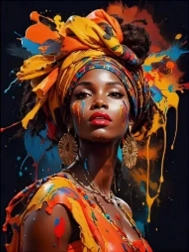Diamantmaling Afrikansk kvinde II 30 × 40 cm