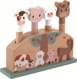 springende bondegårdsdyr – træ pop-up legetøj til de mindste