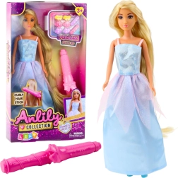 Dukke Anlily i blå balkjole med hårstylingtilbehør