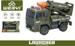 Militærbil med raket, friktionsdreven, lys- og lydeffekter, 19 cm