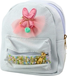 Børnerygsæk med kanin og dekorativ sløjfe, hvid