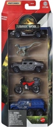 Matchbox Jurassic World – sæt med 4 biler og dinosaur