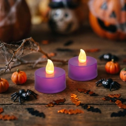 Halloween LED-fyrfadslys lilla, 2 stk.