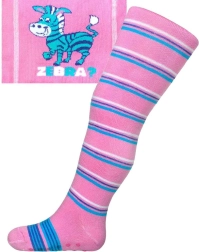 Bomuldsstrømpebukser med ABS New Baby pink zebra med striber str. 104–110