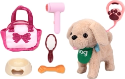 Interaktiv plysbamsehund i snor 25 cm