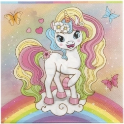 Papirservietter Enhjørning 33 × 33 cm, 12 stk.