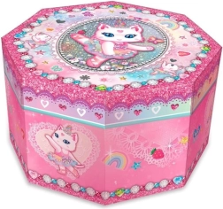 ottekantet spilledåse-smykkeskrin – katte-balletdanser