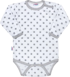 New Baby Classic II grå babybody med små stjerner