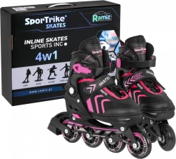 Sæt 4-i-1 børnerulleskøjter: inline, quad og is – størrelse 39–43 – Rosa