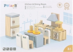 Træsæt møbler til dukkehus Køkken og spisestue