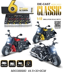 Metalmodel af motorcykel 1:12 med lys og pull-back
