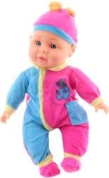 Talende baby 30 cm i farverigt tøj