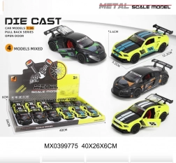 Metal racerbil 1:36 med åbne døre og pull-back drev