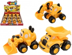 plastisk byggelastbil til de mindste 9 cm, 3 typer, frihjul,