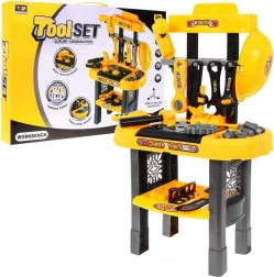 Værktøjssæt med arbejdsbænk til den lille mekaniker