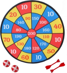 Sjov velcro-målskive 36 cm med bolde og pile