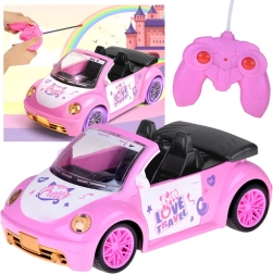 Lyserød cabriolet til dukker med fjernbetjening