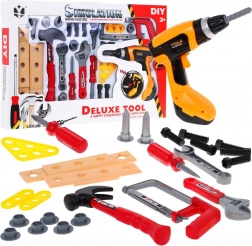 Børneværktøjssæt med 26 dele og interaktiv batteriboremaskine 3+