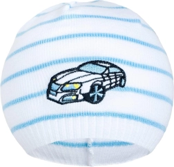 Forårshue New Baby med bil hvid-blå 104 (3–4 år)