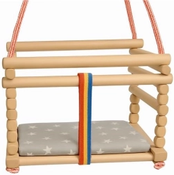 BABY MIX børnegyngestol i bøgetræ, natur, med pude