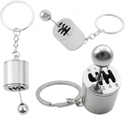 Metalnøglering formet som gearkasse, sølvfarvet