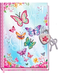 Dagbog med sommerfugle og lås